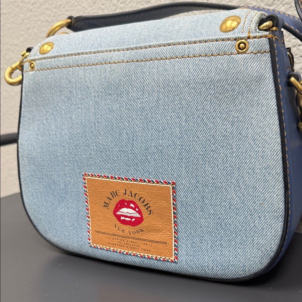 Mark Jacobs Nomad Studded Chic Denim and Gold Studded Crossbody Bag - Picture 2 of 16